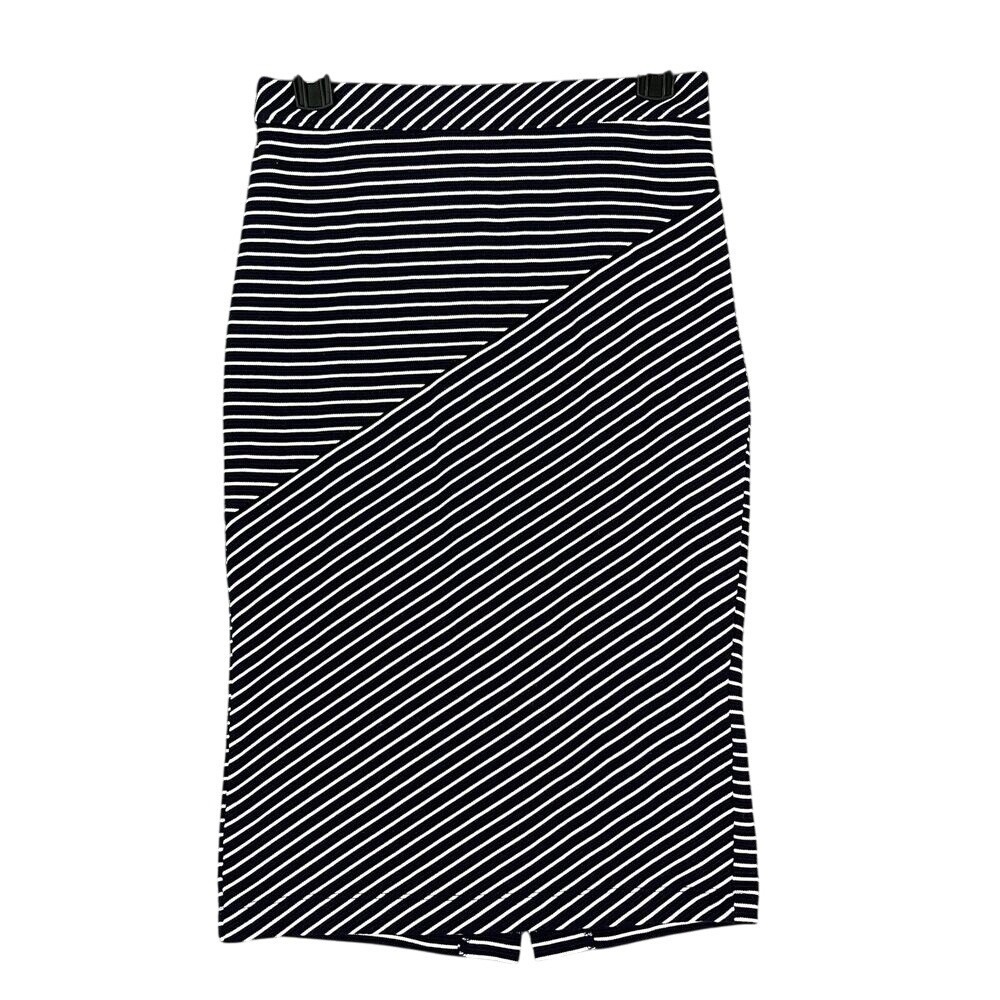 Banana Republic Asymmetric Stripe Midi Pencil Skirt Stretch Bodycon High Waist 0